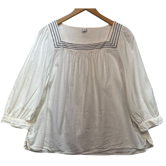 Old Navy Women's Rayon Relaxed Square-Neck Top Long Sleeve Stretch Size L White - Picture 2 of 12